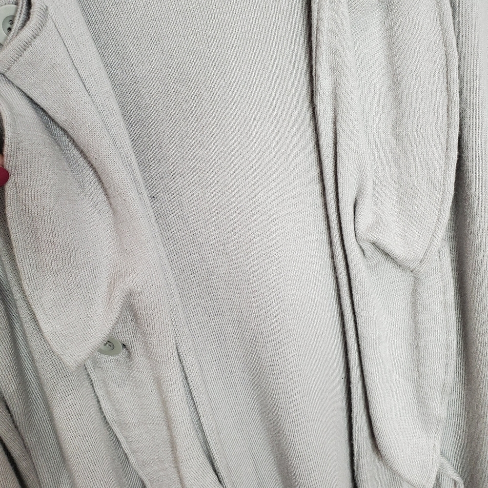 CABI Grey Cascading Ruffle Open Cardigan 166 - Picture 2 of 5